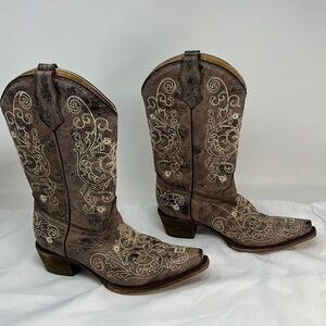 Coral Girls 4T Leather Western Cowboy Boots